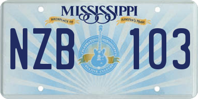 MS license plate NZB103
