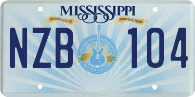 MS license plate NZB104