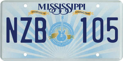 MS license plate NZB105