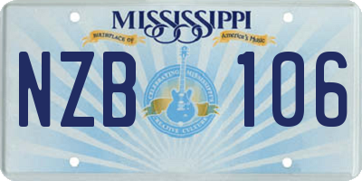 MS license plate NZB106