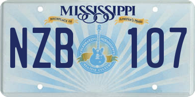 MS license plate NZB107