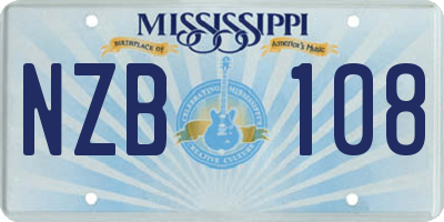 MS license plate NZB108