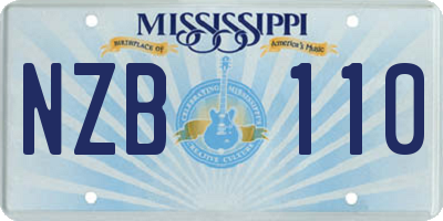 MS license plate NZB110