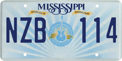 MS license plate NZB114