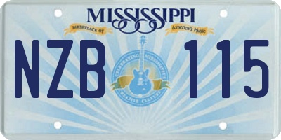 MS license plate NZB115