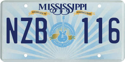 MS license plate NZB116