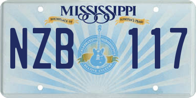 MS license plate NZB117