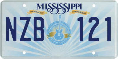 MS license plate NZB121
