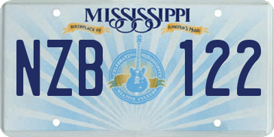 MS license plate NZB122