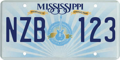 MS license plate NZB123