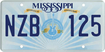 MS license plate NZB125