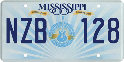 MS license plate NZB128