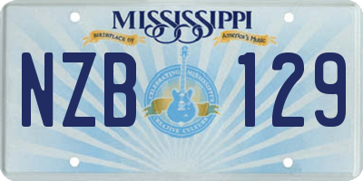 MS license plate NZB129
