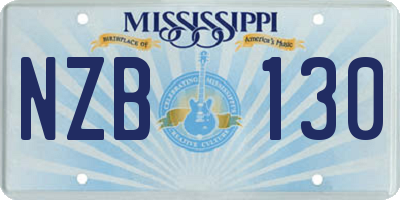 MS license plate NZB130