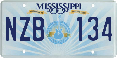 MS license plate NZB134
