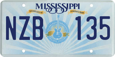 MS license plate NZB135
