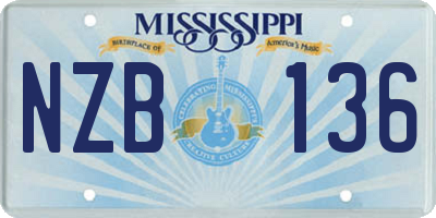 MS license plate NZB136