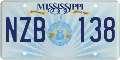 MS license plate NZB138