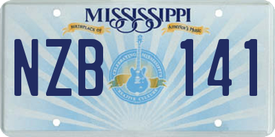 MS license plate NZB141