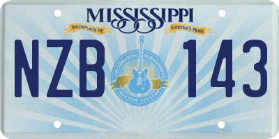 MS license plate NZB143