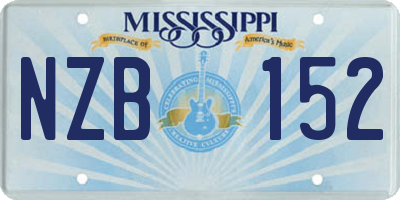 MS license plate NZB152