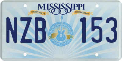 MS license plate NZB153