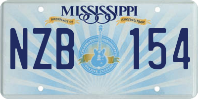 MS license plate NZB154