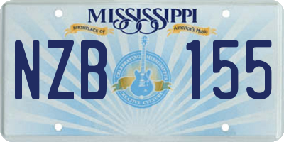 MS license plate NZB155