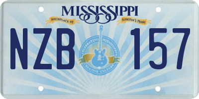 MS license plate NZB157