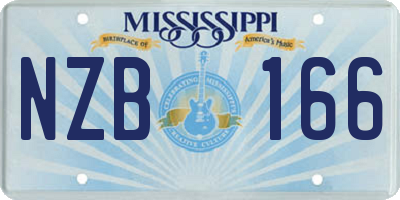 MS license plate NZB166