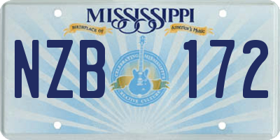 MS license plate NZB172