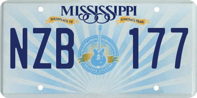 MS license plate NZB177