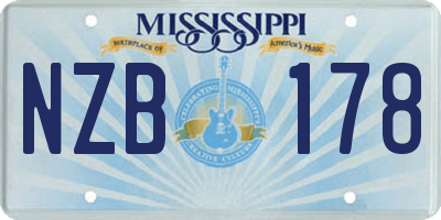 MS license plate NZB178