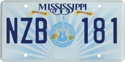 MS license plate NZB181