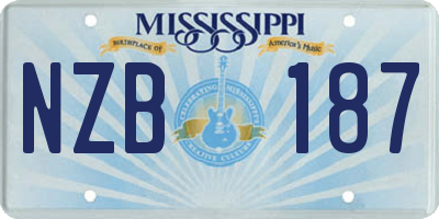 MS license plate NZB187