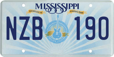 MS license plate NZB190