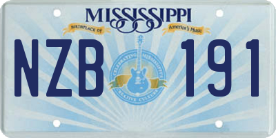 MS license plate NZB191