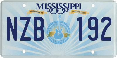 MS license plate NZB192