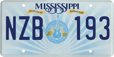 MS license plate NZB193