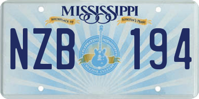MS license plate NZB194