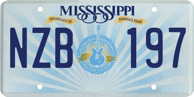 MS license plate NZB197