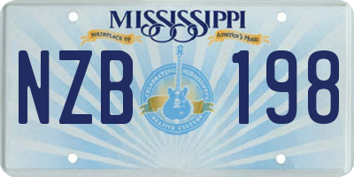 MS license plate NZB198