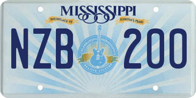 MS license plate NZB200