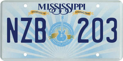 MS license plate NZB203