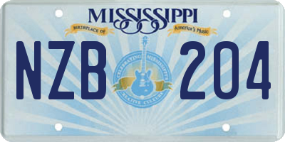 MS license plate NZB204