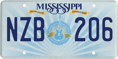 MS license plate NZB206