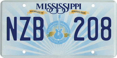 MS license plate NZB208