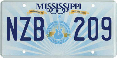 MS license plate NZB209