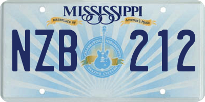 MS license plate NZB212