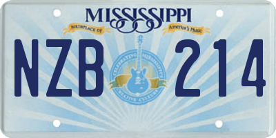 MS license plate NZB214